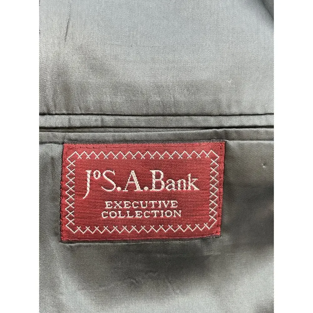 Jos A Bank Blazer Mens 44L Plaid 100% Wool Single Breasted Lined‎